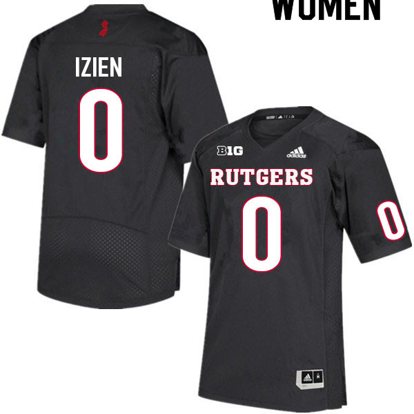 Women #0 Christian Izien Rutgers Scarlet Knights College Football Jerseys Sale-Black - Click Image to Close